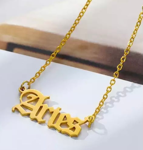 Image of Aries horoscope name jewelry 
