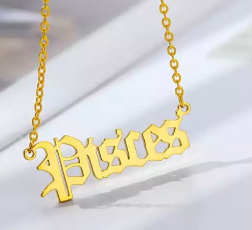 Image of Pisces horoscope name jewelry 