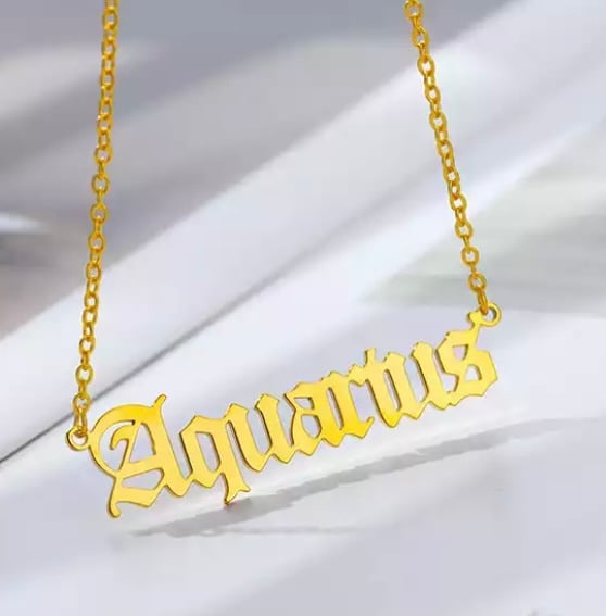Image of Aquarius horoscope name jewelry 