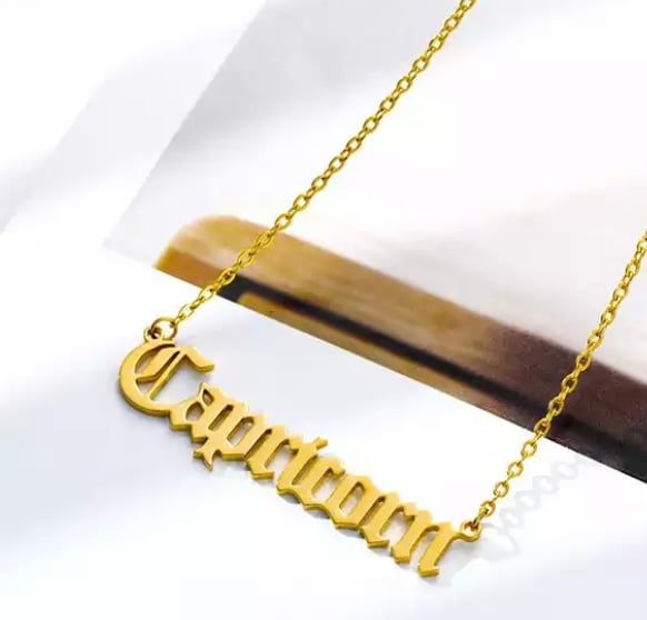 Image of Capricorn horoscope name jewelry 