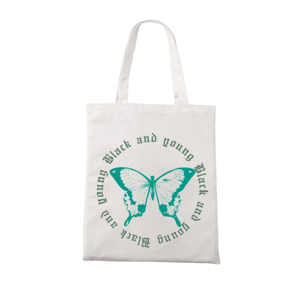 Green butterfly  tote bag 