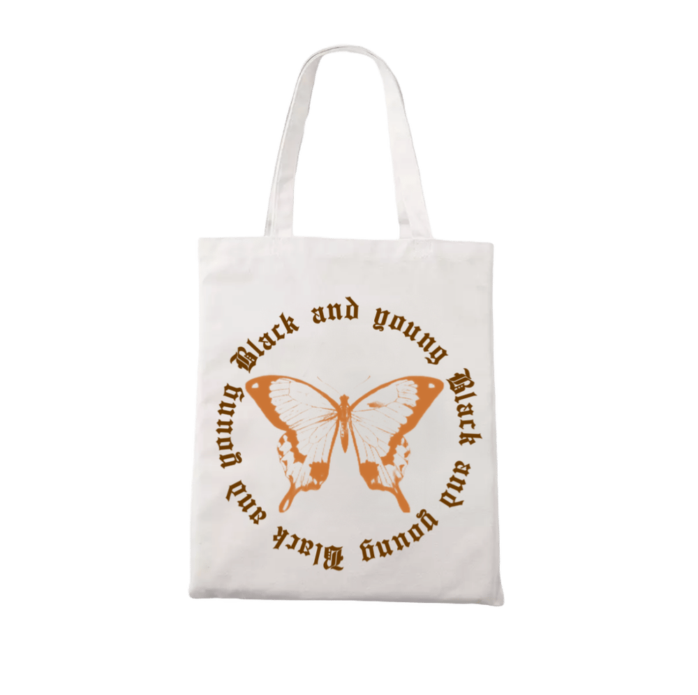 Nude butterfly tote bag 