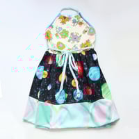 Image 5 of space smart galaxy 8/10 halter apron wrap dress sundress courtneycourtney vintage fabric turquoise