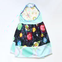 Image 3 of space smart galaxy 8/10 halter apron wrap dress sundress courtneycourtney vintage fabric turquoise