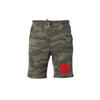 Wrongkind Stamp Shorts (Forest Camo w/ Red)