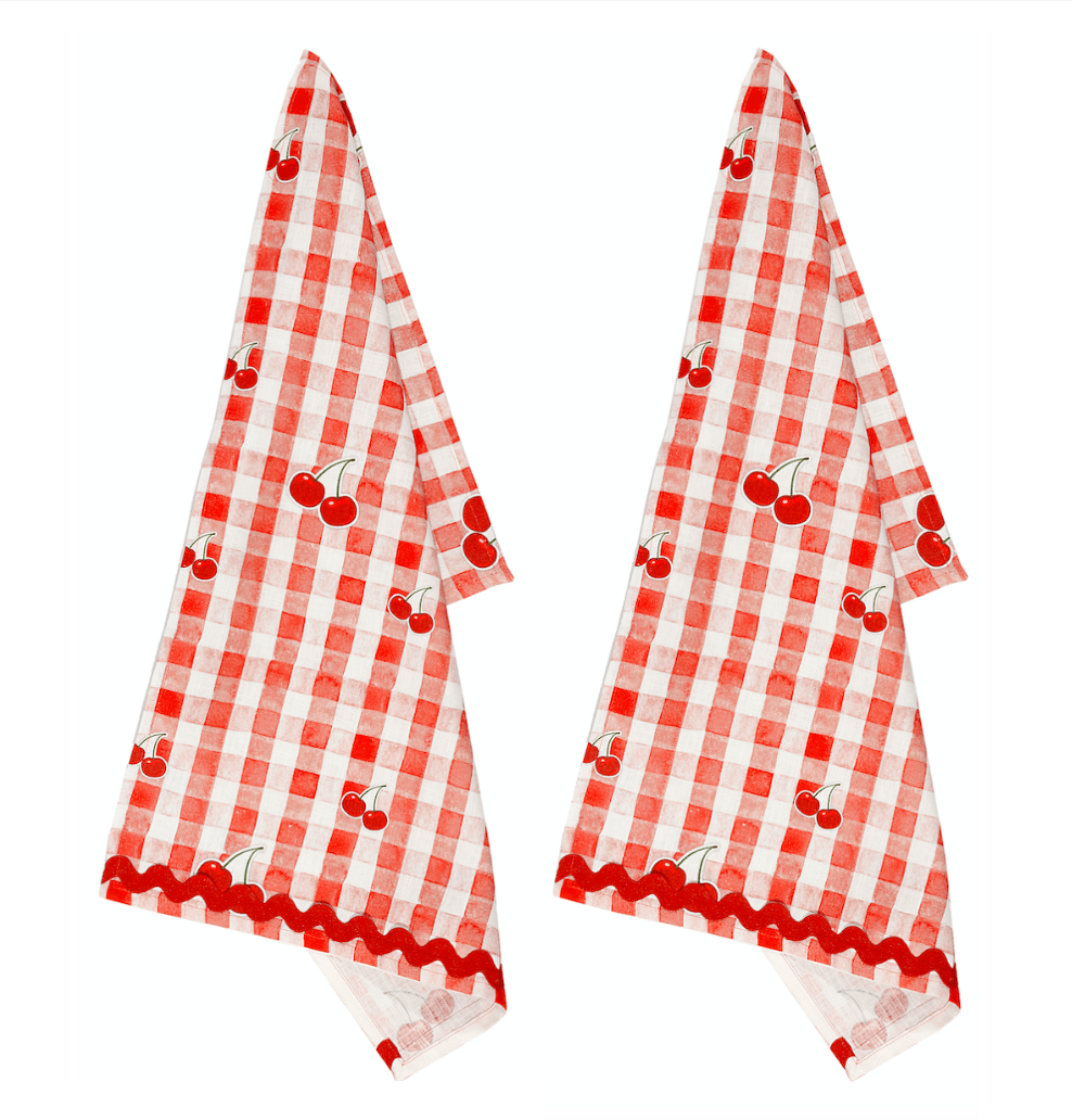 Image of Set di 2 canovacci in puro lino Picnic - Picnic linen tea towel set of 2