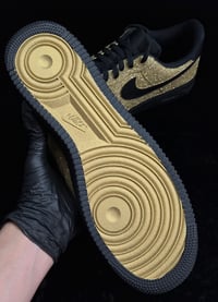 Image 3 of Black/Gold Glitter Gold Bottom Air Force 1