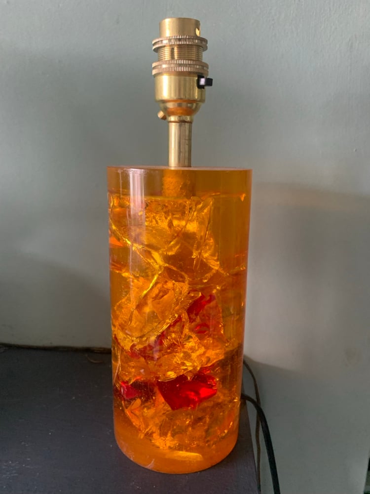 Image of Shatterline Lamp Base with Bark Cloth Shade