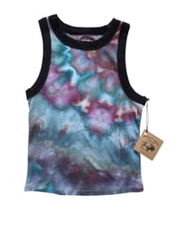 Image 2 of S Ladies Fitted Knit Contrast Tank in Earthy Watercolor Ice Dye