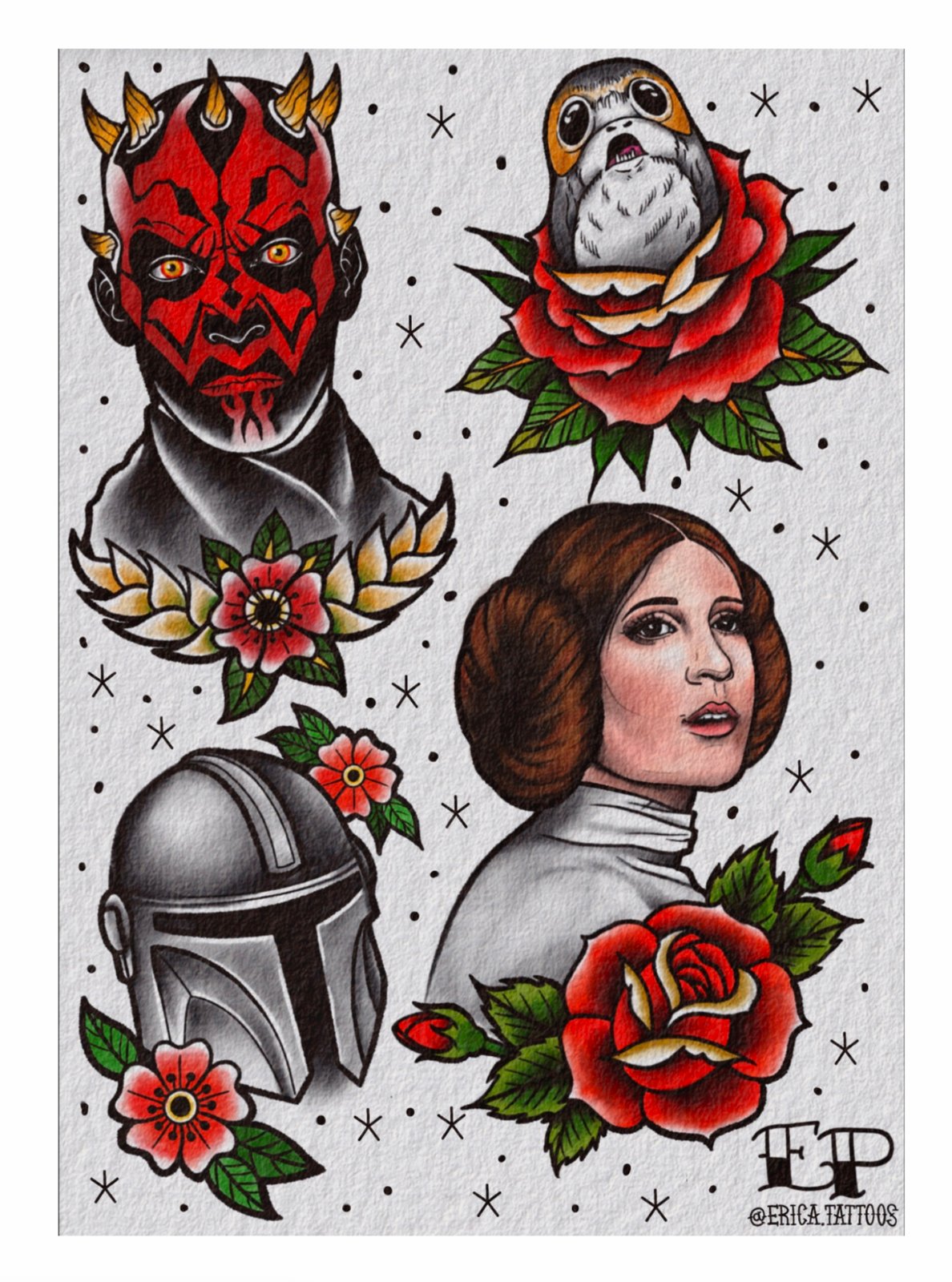 Star Wars Tattoo Flash Sheet Print  Erica Tattoos
