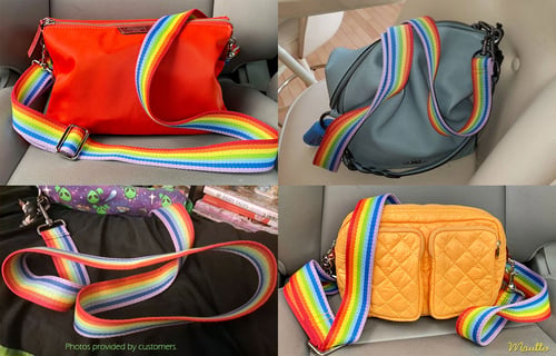 Image of Rainbow Strap for Bags - 1.5" Wide - Adjustable Crossbody Length - Cotton Canvas - Style #19 Clips