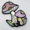 Pink Vintage Mushroom Suncatcher 