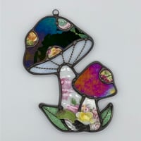 Image 2 of Iridescent Red and Green Vintage Mushroom Suncatcher