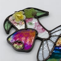 Image 3 of Iridescent Red and Green Vintage Mushroom Suncatcher