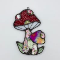 Image 1 of Red Vintage Mushroom Suncatcher 