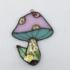Pink and duck egg blue mushroom suncatcher