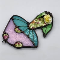 Image 3 of Pink and duck egg blue mushroom suncatcher