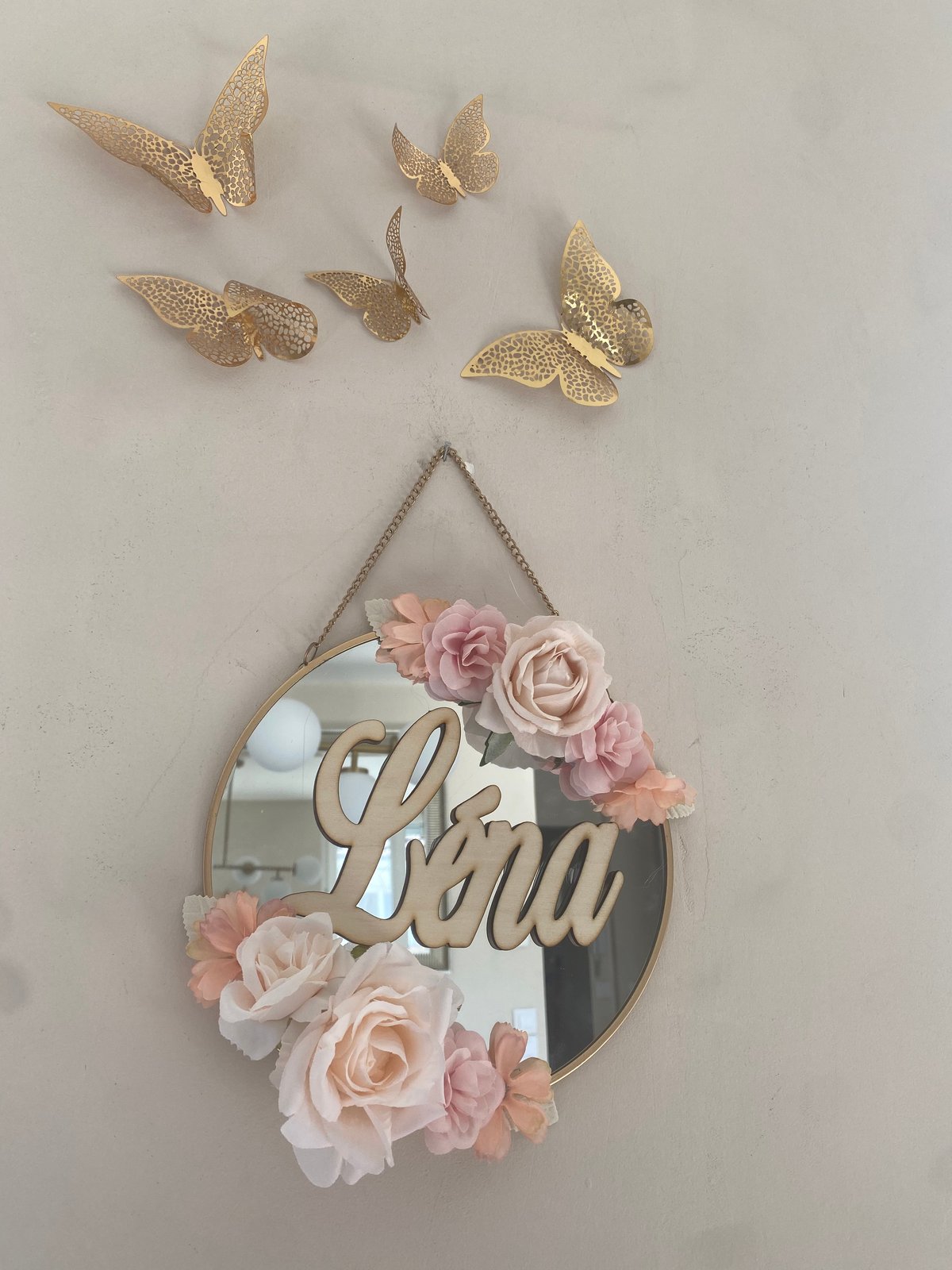 Image of Miroir fleuri prénom 20cm 