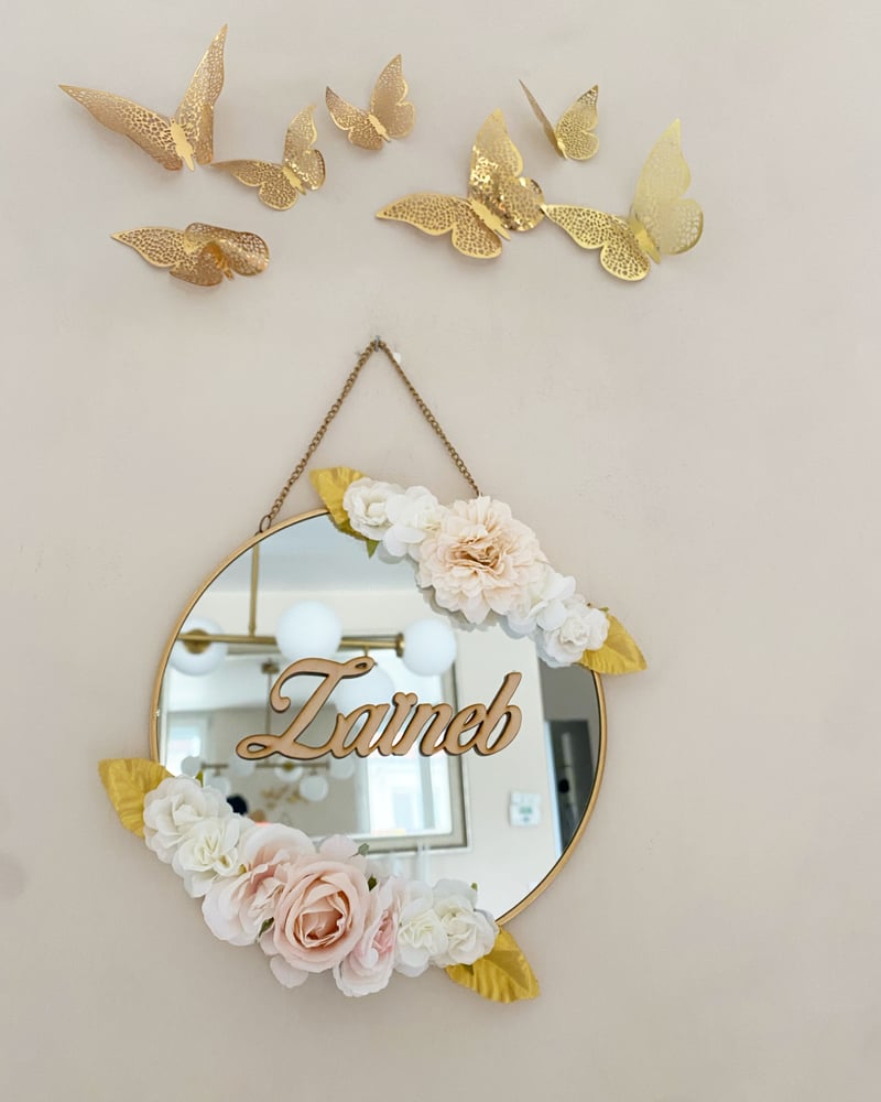 Image of Miroir fleuri prénom 20cm