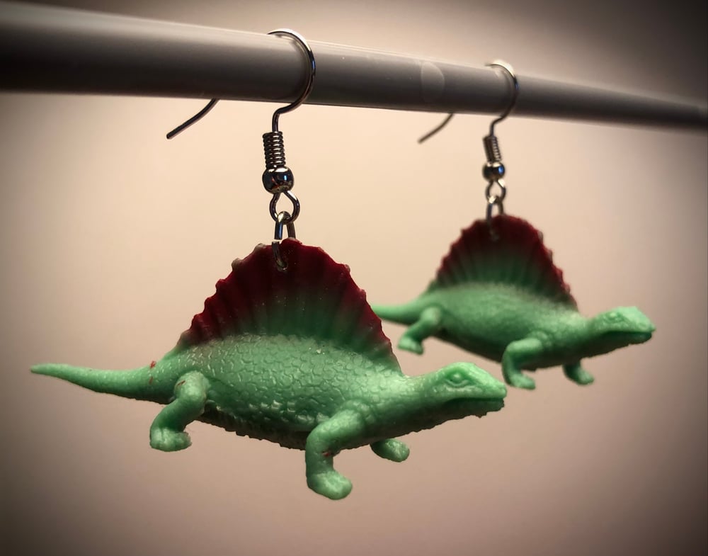 Dinosaur & Doggo custom earrings