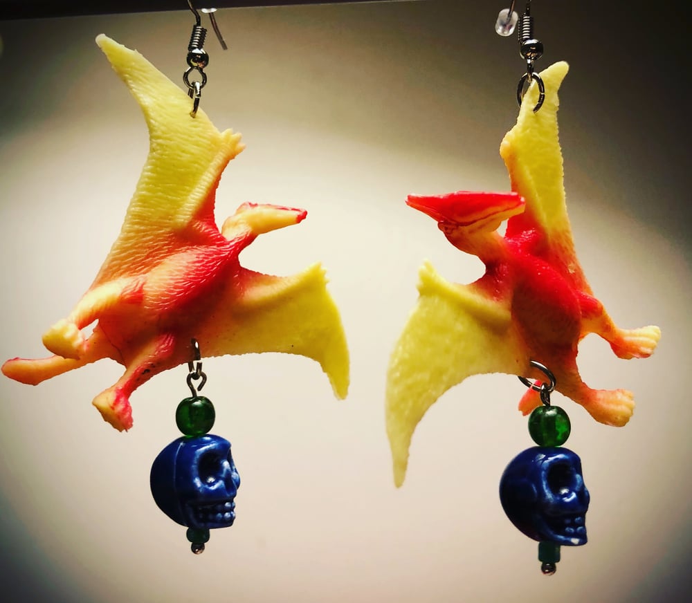 Dinosaur & Doggo custom earrings