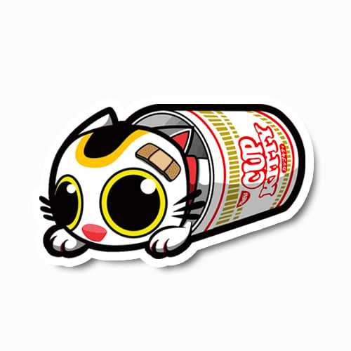 Image of Cup Kitty Tipped Over Sticker