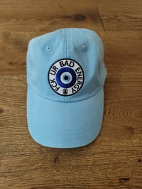 FCK UR BAD ENERGY dad hat (Baby Blue)