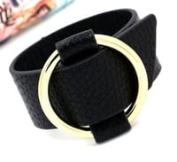 Image 3 of Slide-Thru Gold Circle Cuff Bracelet - Multiple Colors