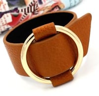 Image 4 of Slide-Thru Gold Circle Cuff Bracelet - Multiple Colors