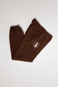 Image 3 of 2:22 Digital Clock Heavy Fleece Sweatpants (Brown)