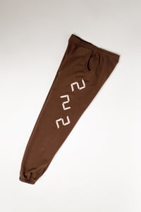 Image 1 of 2:22 Digital Clock Heavy Fleece Sweatpants (Brown)