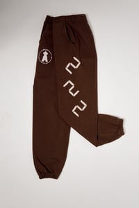 Image 2 of 2:22 Digital Clock Heavy Fleece Sweatpants (Brown)
