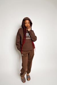 Image 4 of 2:22 Digital Clock Heavy Fleece Hoodie (Brown)
