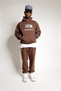 Image 5 of 2:22 Digital Clock Heavy Fleece Hoodie (Brown)