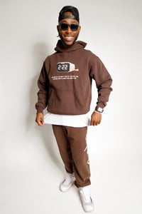 Image 3 of 2:22 Digital Clock Heavy Fleece Hoodie (Brown)