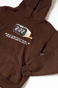 Image 2 of 2:22 Digital Clock Heavy Fleece Hoodie (Brown)