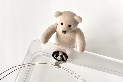 Image of "Love for you" teddy-bear silver pendant with photo, rock crystal  · CURA TUA ·
