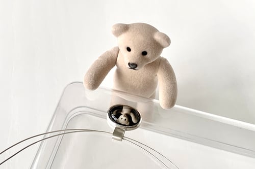 Image of "Love for you" teddy-bear silver pendant with photo, rock crystal · CURA TUA ·