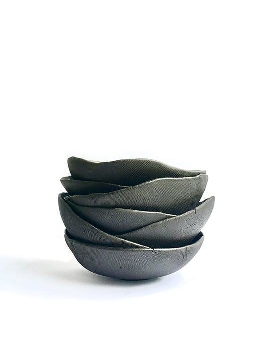 Image of black stoneware soup and tea bowls