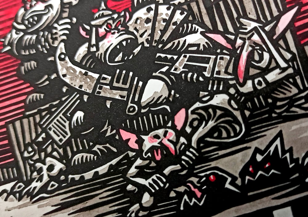 Waaagh linocut print