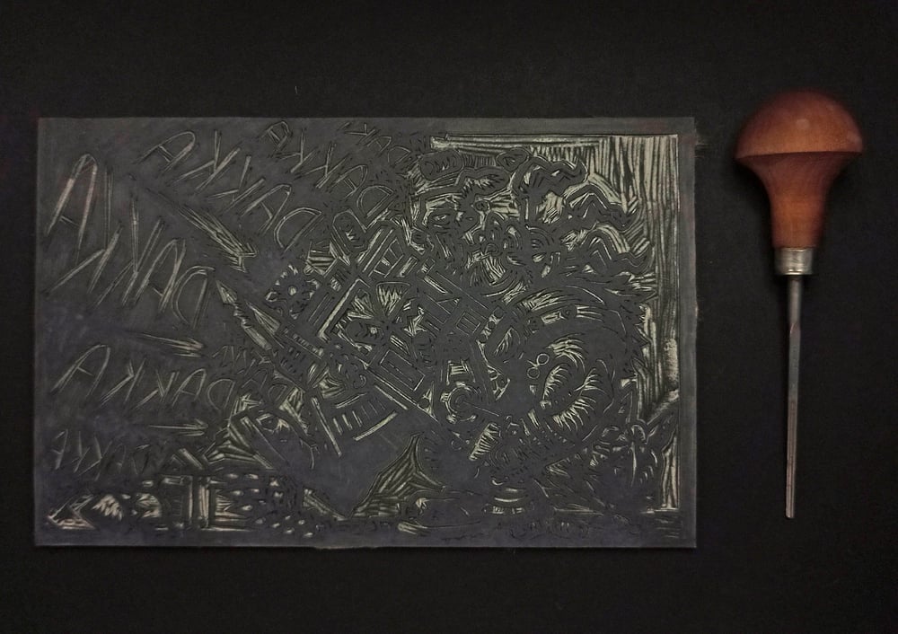 Dakka linocut print