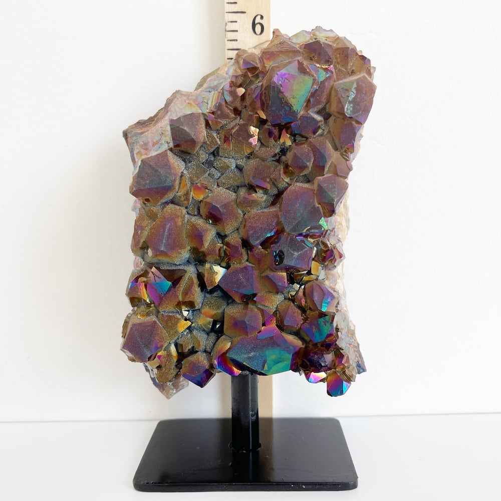 Image of Titanium Coated Amethyst No.15 + Black Post Stand