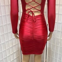 Image 1 of Vestido licra satinada rojo