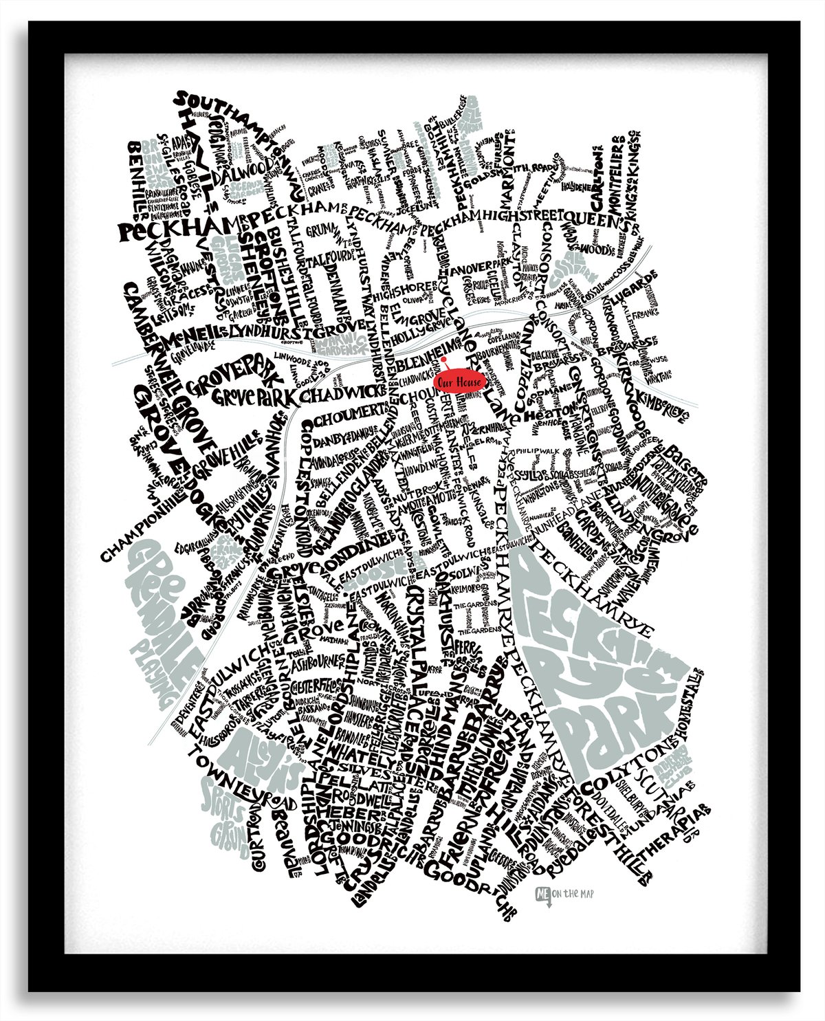 Image of East Dulwich SE22 & Peckham SE15- SE London Type Map