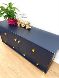 Image 2 of Navy Blue and Gold, Vintage, Mid Century Modern, Retro SIDEBOARD / TV UNIT / CABINET