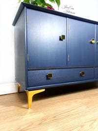 Image 4 of Navy Blue and Gold, Vintage, Mid Century Modern, Retro SIDEBOARD / TV UNIT / CABINET