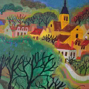 Image of Mid Century, Painting, 'Provencale Village,' Maurice Blanchard (1890–1969)