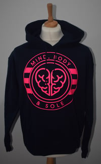 Image 2 of Mind, Body & Sole Logo Navy/Pink Hoodie