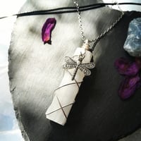 Image 1 of Selenite dragonfly wand pendant