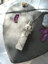 Image 2 of Selenite dragonfly wand pendant